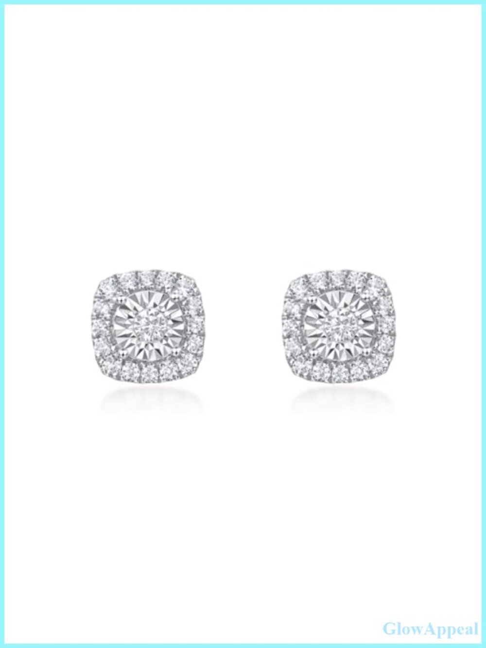 Sterling Silver Lab Grown Diamond Halo Stud Earrings Push Back